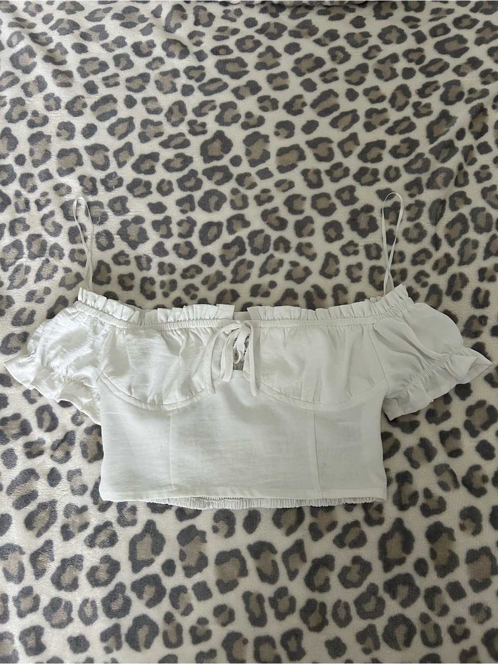 Small White Off-Shoulder Ruffle Crop Top